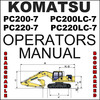 Thumbnail Komatsu PC200-7, PC200LC-7, PC220-7, PC220LC-7 Hydraulic Excavator Operators Manual - # 1 DOWNLOAD