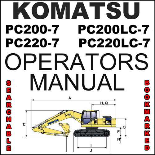 Product picture Komatsu PC200-7, PC200LC-7, PC220-7, PC220LC-7 Hydraulic Excavator Operators Manual - # 1 DOWNLOAD